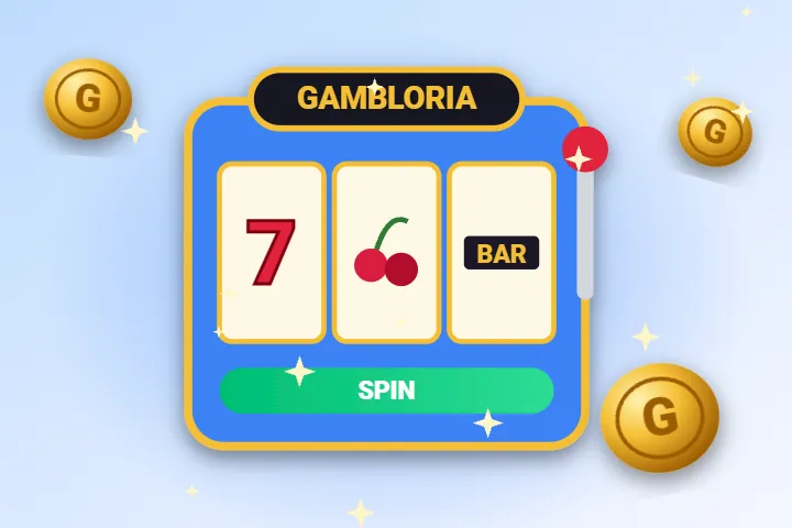 Kasyno Gambloria – niebieski automat Gambloria z bębnami 7, wiśnie i BAR